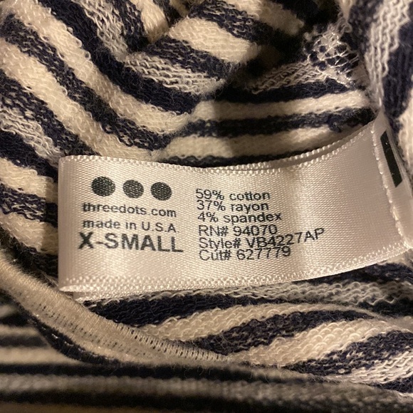 Z Three Dots Women’s Extra Small Short Sleeve T Shirt Striped Wrap Back Detail - Picture 7 of 7